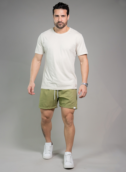 Military Green Linen Shorts - Belmond