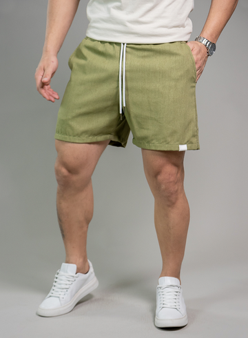 Military Green Linen Shorts - Belmond